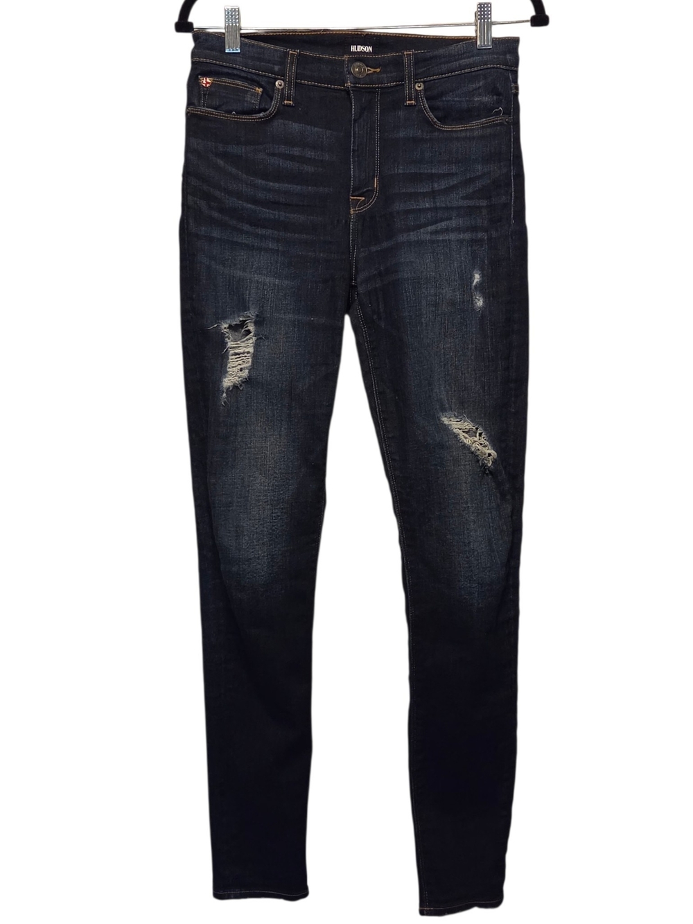 Hudson Jeans Women's Dark Indigo Classic Distressed Skinny Jeans 27
